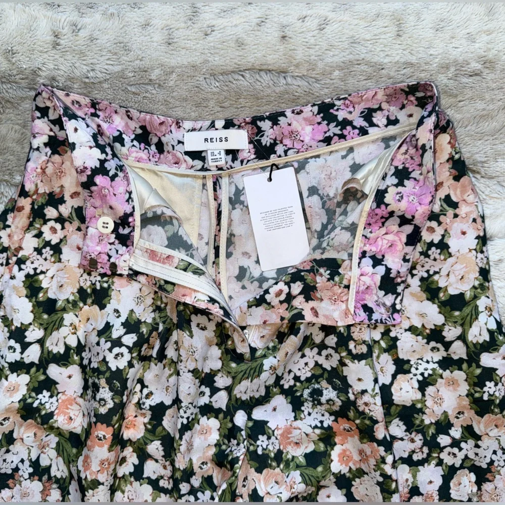 NWT REISS Serena Floral Print Wide Leg Trousers in Multicolor Size 4 - Picture 11 of 16